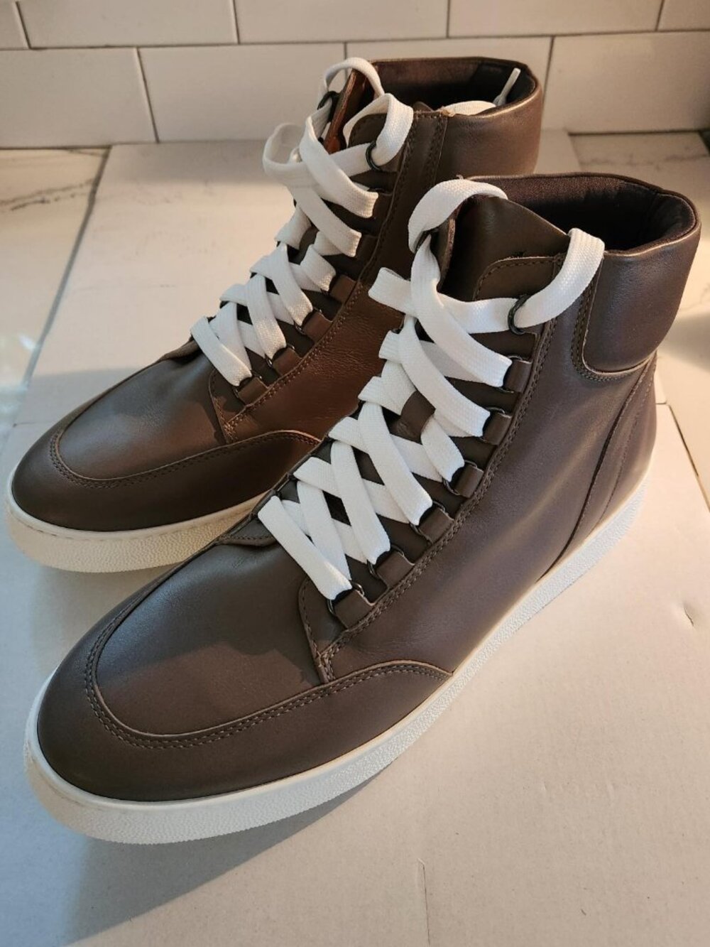 Aquatalia Pete Weatherproof Leather High-Top Sneaker